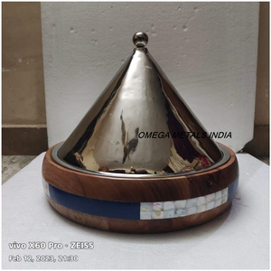 <b>Top</b> Trending MOP Inlay Casserole Dish With Cone Shape Lid High Quality Food Warmer and Serving Dish for <b>Table</b> Ware Usage - Product Image 2