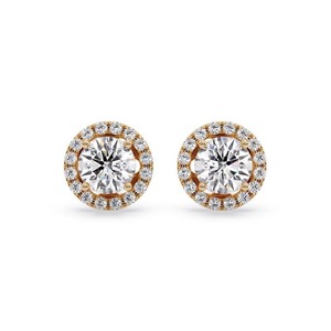 Aretes de Diamantes Finos con Corte Redondo y Halo Único, 0.60 Ct, Diamante Cultivado en Laboratorio, en Platino, Regalo de Aniversario de Bodas para Ella - Product Image 2