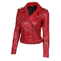 Veste de motard en cuir véritable pour femme, coupe ajustée, haute qualité, options de logo personnalisé et de marque privée disponibles