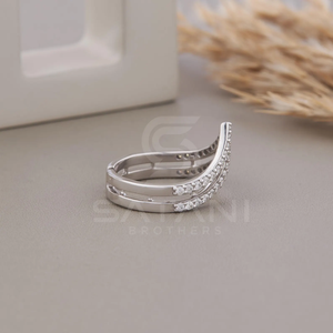 Bague Chevron Double V en Argent Sterling 925 pour Femme, Minimaliste, Empilable, Bande de Pouce, Logo Personnalisé - Product Image 4