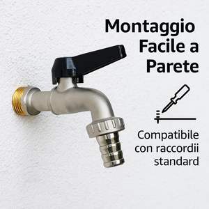 Conector de Grifo de Jardín HM de Latón, Rosca Estándar BS de 1/2'' con Palanca de Aluminio y Anillo de Goma Incluidos, Duradero y Antioxidante - Product Image 6