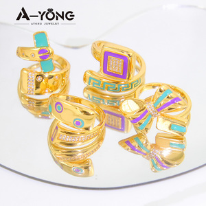 Hot Selling Fashion Design Gold Color Rings 21k Gold <b>Bow</b> Shaped Women Elegant Rings for Party <b>Gift</b> - Product Image 6