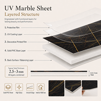 Panneau mural en PVC brillant Morlenx Black Gold Marble UV, panneau décoratif de luxe pour hôtel et villa