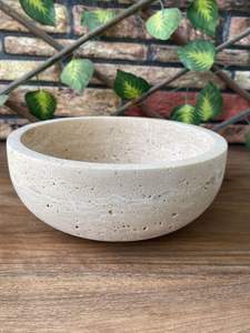 Natural Travertine Marble Bowl Handmade Stone Decorative Centerpiece For Dining <b>Table</b> Kitchen Home Decor - Product Image 3