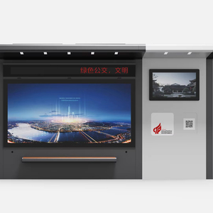 Pensilina per Fermata dell'Autobus con Schermo LCD Pubblicitario, Lightbox Digitali, Design Intelligente, Telaio in Alluminio, Panchina Resistente alle Intemperie - Product Image 1