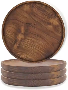 Crescent Crafts Dessous de verre en bois naturel faits à la main en noyer Tapis classiques écologiques par Crescent Crafts - Product Image 2