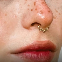 Anneau de nez en acier inoxydable 316L style punk avec zircone cubique, boucle fermée, pour septum et daith, bijoux de piercing corporel, fournisseur en gros, usine ODM