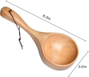 2 Packs de cuillère en bois Akamino cuillère à sel de bain pour sauna, cuillère à riz en bois massif pour bidons-Vaisselle polyvalente - Product Image 2