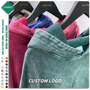 Algodón lujo Logo Unisex Streetwear Heavyweight French Terry Sudadera con capucha bordado serigrafía hombres personalizado Vintage ácido lavado Sudadera con capucha - Product Image 1