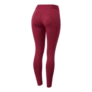 Maroon Elegant Soft Fabric Equestrian high quality silicone horse riding <b>tights</b> leggings all ladies sizes - Product Image 1