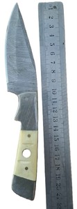 Cuchillo de espiga completa de acero de Damasco hecho a mano, doble refuerzo, grado DIY, personalizable, funda de mango de hueso OEM para caza al aire libre - Product Image 2
