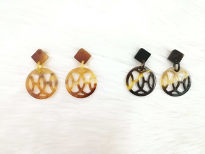 Pendientes de aro de cuerno de búfalo de estilo étnico clásico, aspecto bonito de lujo para orejas sensibles, joyería de moda con descuento de artesanías de lujo - Product Image 2