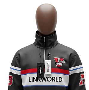 Chaqueta cortavientos de nailon para exteriores de Primavera de alta calidad para hombre, Jersey personalizado con media cremallera, cuello levantado, capucha Anorak parcheada sólida - Product Image 4