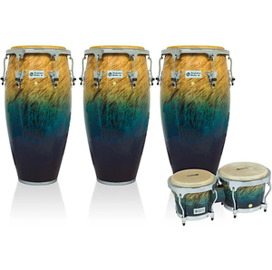 Compra fresca Juego de Conga y Bongo de 3 piezas Blue Fde con hardware cromado Entrega mundial - Product Image 1