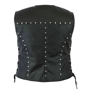 Gilet en cuir personnalisé pour femmes, moto pour hommes, mode, personnalisation en gros, couleur unie, toutes tailles, gilet en cuir véritable pour moto - Product Image 3