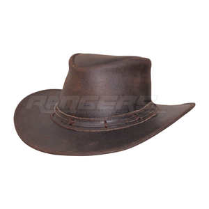 Sombreros de Vaquero de Cuero Marrón, Estilo Vintage, Sombreros de Cuero Genuino, Logotipo Personalizado, Sombreros Vaqueros Occidentales a la Moda - Product Image 1