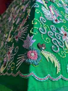 ผ้าทูลผ้าฝ้ายปักด้วยมือเป็นมิตรกับสิ่งแวดล้อมผ้าโปร่ง100% ปักด้วยมือสไตล์ไขว้แบบ120 "ความกว้างของนักออกแบบที่เป็นมิตรกับสิ่งแวดล้อม - Product Image 2