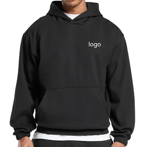 Sudaderas con Capucha de Algodón Cálido para Hombre, Color Negro con Bolsillo, Resistentes al Viento, con Dobladillo y Puños Elásticos, Logotipo de Marca Personalizado, Sudadera Informal - Product Image 1