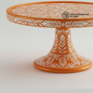 ฐานวางเค้กฝังมุกสีส้มทำมือ ดีไซน์หรูหรา ใช้งานซ้ำได้ เป็นมิตรกับสิ่งแวดล้อม ไม่ติดกระทะ เหมาะสำหรับตกแต่งขนมหวาน - Product Image 4