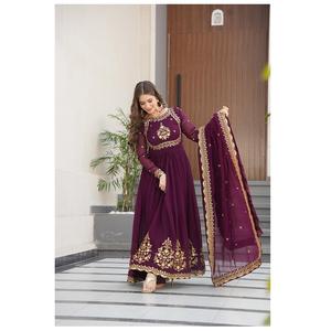 Vestido Anarkali más vendido en Tónico de lujo o tela Georgette con estilo de cuerpo entero para despedida universitaria y celebraciones especiales - Product Image 1
