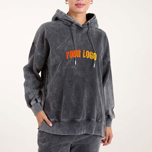 Venta caliente 100% algodón ropa de calle de peso pesado de gran tamaño lavado ácido Sudadera con capucha y sudadera logotipo impreso personalizado sudaderas con capucha transpirables - Product Image 3
