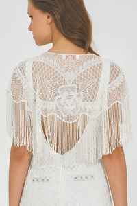 Capa Blanca de Alta Costura Estilo Preppy con Cuentas, Hecha a Mano, de Poliéster, para Fiestas, para Mujeres Adultas, ODM, Ropa de Club, Taabi Exports - Product Image 6