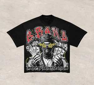 เสื้อยืดผ้าฝ้ายลายกราฟิกโอเวอร์ไซส์สำหรับทุกเพศดีไซน์แบบเรียบง่ายสีทรงแพลนสำหรับ100% ออกแบบและโลโก้ได้ตามต้องการ - Product Image 1