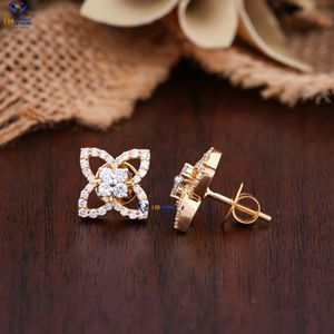 0.68 TDW ต่างหูเพชรกลม สีเหลืองทอง โดย Labstone ต่างหูเพชรกระพริบตา สี EF-VS - Product Image 3