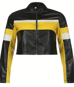 Новая 2024, оптовая продажа, модная женская куртка с надписью, женская одежда больших размеров, Женская гоночная мотоциклетная кожаная куртка nascar