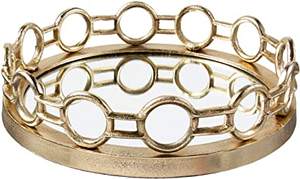 Plateau de vanité rond miroir argenté de luxe, organisateur de parfums et bijoux en métal, présentoir de cosmétiques pour la décoration intérieure - Product Image 3