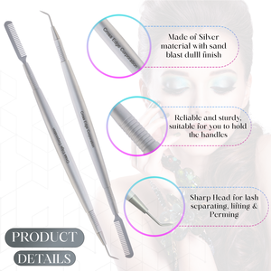 New Arrival Lash Lift <b>Tool</b> Metal Multi Purpose Dual Sided Nonslip Grip 45 Degree Pointed Tip with Cut Perfect Perm Rods - Product Image 2