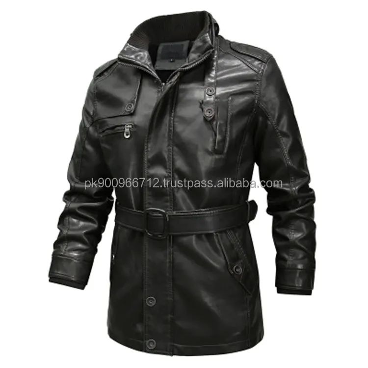 Fashion Slim Fit Male Brand Clothing 6XL 2023 Winter Long Men's Motorcycle PU Windbreaker Lather Long Coat