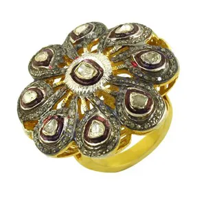 Anillo de Moda con Racimo de Flores de Diamantes Chapado en Oro Rosa para Mujer - Regalo de Moda - Product Image 2
