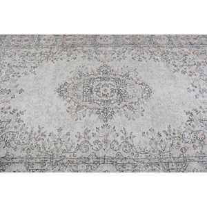 พรมวินเทจ ขนาด 5.5x9.4 ฟุต พรมตุรกีขนาดใหญ่ พรมลายดอกไม้สีขาวเทา - Product Image 5