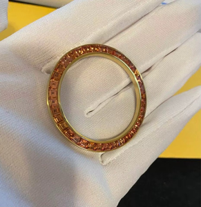 Anillo de Bisel para Reloj de Acero Inoxidable Acanalado Hecho a Mano de Lujo, Marca Luxira Jewels, 40 mm, con Gemas de Rubí, Modelo de Repuesto - Product Image 6