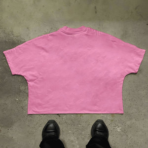 เสื้อยืดผ้าฝ้าย100% โอเวอร์ไซส์สำหรับผู้ชายเสื้อครอปบ็อกซี่ขนาด220กรดซีดกันแดด - Product Image 4