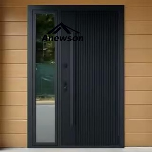 <span class=keywords><strong>Porte</strong></span> d'entrée <span class=keywords><strong>blindée</strong></span> à pivot avec fenêtres en verre, double <span class=keywords><strong>porte</strong></span> extérieure de sécurité à un battant, moderne et personnalisée en métal, acier et aluminium - Product Image 1