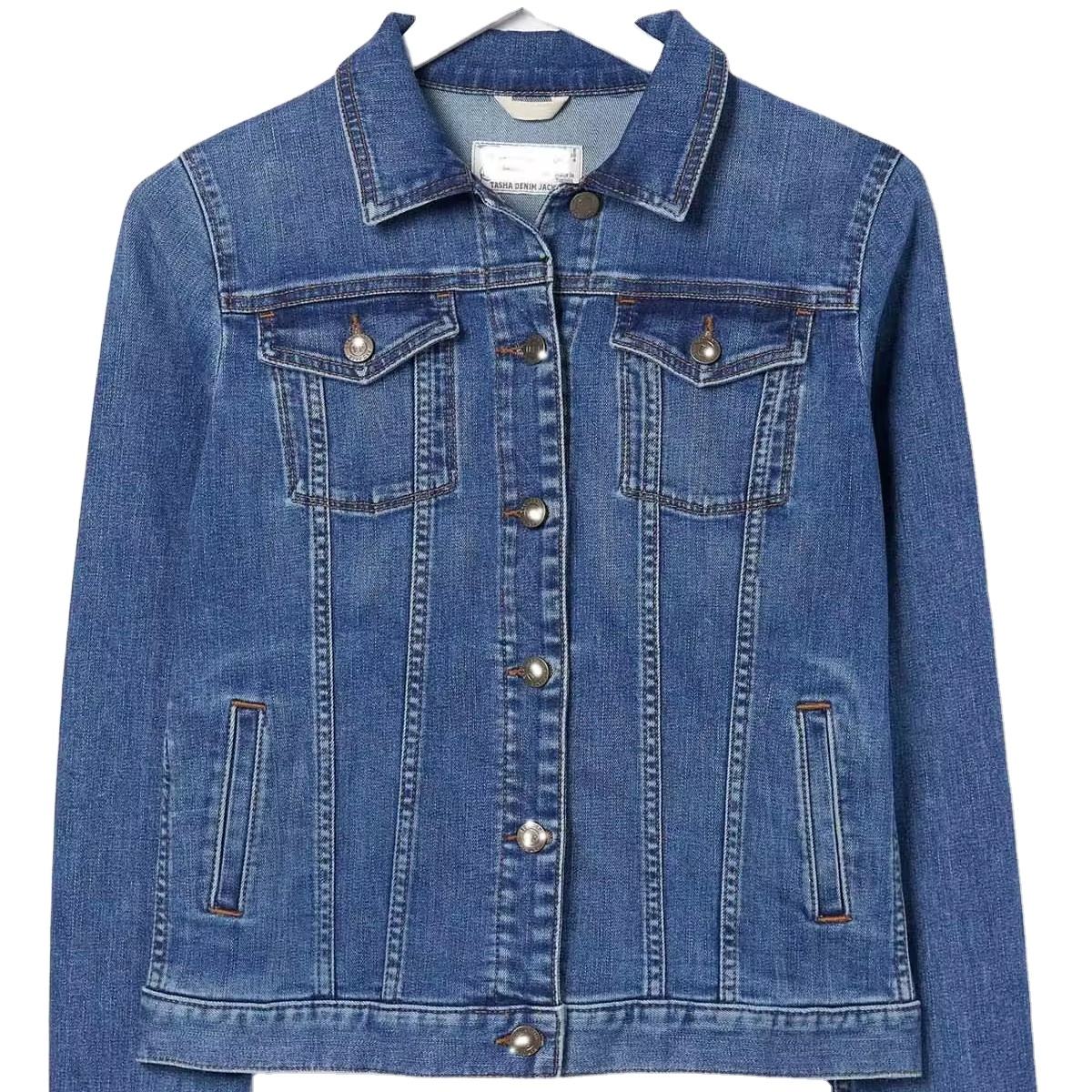 OEM Custom Latest New Design Jean Jacket Wash Cotton Fitted Long Sleeve  Denim Jacket Women High Street Spring