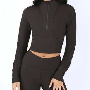 Vente en gros personnalisé léger tricoté sweat-shirt pour femmes poids lourd à manches longues crop top sweat à capuche zippé cordon mignon polaire - Product Image 5