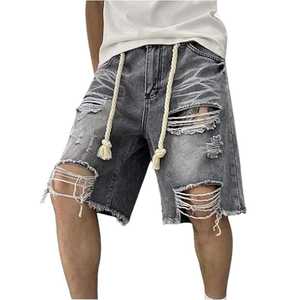 <b>Lightweight</b> Distressed Windproof Streetwear Denim <b>Shorts</b> for <b>Men</b> Custom Logo Design Acid Wash 100% Cotton Casual - Product Image 1
