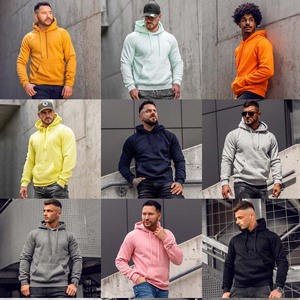 สีเหลืองผู้ชายแข็งผ้าฝ้ายเฮฟวี่เวทเสื้อสวมหัวมีฮู้ด - Product Image 5