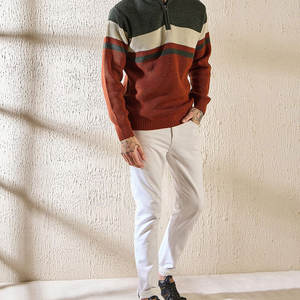 OEM personalizado de invierno de punto suéter de los hombres mejor diseñador de los hombres de encargo de media cremallera suéter para la venta - Product Image 6