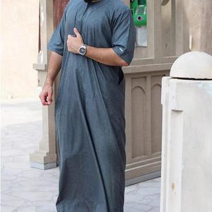 Vente directe d'usine à manches longues ourlet régulier longueur de plancher élégant coton Dishdasha mâle rue mode islamique musulman Thobe Robes - Product Image 6