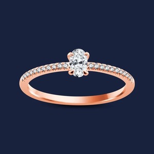 Bague ovale en or massif 14 carats avec diamant de laboratoire taille ovale et micro-diamants, 0,30 carat H+-SI, idéale pour les fiançailles et les fêtes - Product Image 3