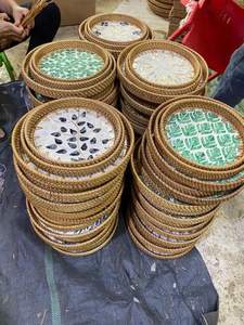 ถาดฝังหวายธรรมชาติ: การจัดเก็บที่เป็นมิตรกับสิ่งแวดล้อมจอแสดงผลตกแต่งการเสิร์ฟชาสุดหรูดอกบัวสีฟ้าเวียดนาม - Product Image 5