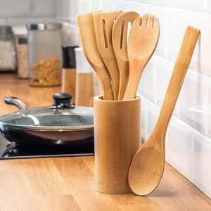 Accesorios de cocina esenciales espátula de bambú para cocinar alimentos espátulas ligeras mejores utensilios naturales - Product Image 6