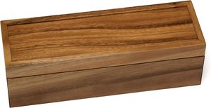 Acacia <b>Wood</b> Tea <b>Box</b> with 4 Sections, 12-1/2" X 4-1/8" X 3-7/8" - Product Image 3