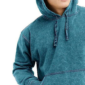 Sudadera con Capucha de Algodón de Alta Calidad, Lavada al Ácido, Diseño Moderno, Estilo Pullover, Bolsillo Tipo Canguro, Sudadera Vintage para Hombre, Básica - Product Image 4