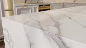 แผ่นควอตซ์พิมพ์ลาย Lal สำหรับเคาน์เตอร์ครัวและท็อปโต๊ะเครื่องแป้ง หนา 2 ซม. 3 ซม. ขัดเงา สำหรับโครงการก่อสร้างภายในเชิงพาณิชย์ - Product Image 4