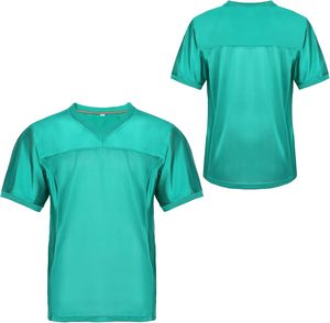Camiseta de fútbol azul verdoso para hombre, transpirable, de malla de poliéster, cuello en V, manga corta, camiseta de entrenamiento, ropa deportiva personalizada para equipos, top de práctica deportiva - Product Image 3